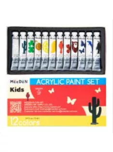 Akrilfesték készlet gyerekeknek - MEEDEN Acrylic Paint Set, 12 Vibrant Colors 12x12 ml - 12 színű alapkészlet