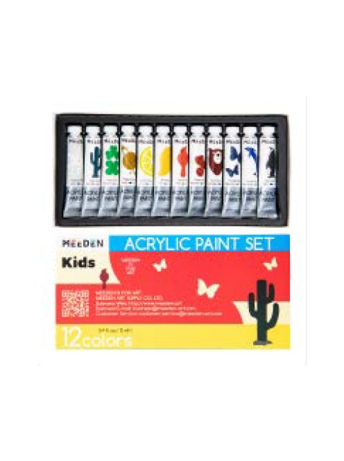 Akrilfesték készlet gyerekeknek - MEEDEN Acrylic Paint Set, 12 Vibrant Colors 12x12 ml - 12 színű alapkészlet