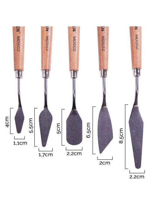 Festőkés készlet - MEEDEN Painting Mixing Scraper, 5 Pcs Artist Stainless Steel Painting Knife Set