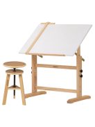 Rajz- és Festőasztal, állítható rajzszékkel - MEEDEN Natural Wood Drafting Table & Stool Set