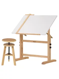   Rajz- és Festőasztal, állítható rajzszékkel - MEEDEN Natural Wood Drafting Table & Stool Set