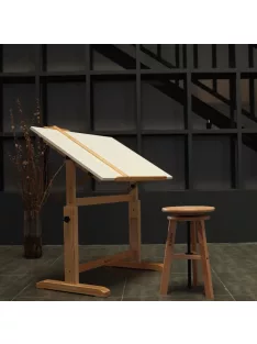  Rajz- és Festőasztal, állítható rajzszékkel - MEEDEN Natural Wood Drafting Table & Stool Set
