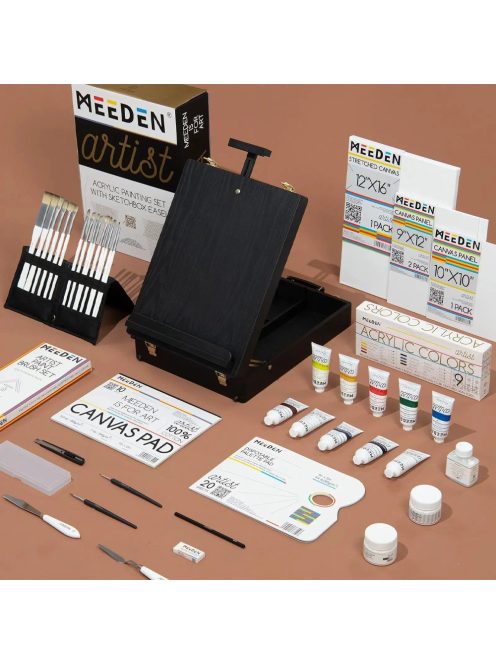 Festőkészlet festőálvánnyal - MEEDEN Artist Acrylic Painting Set with Sketch Easel Box