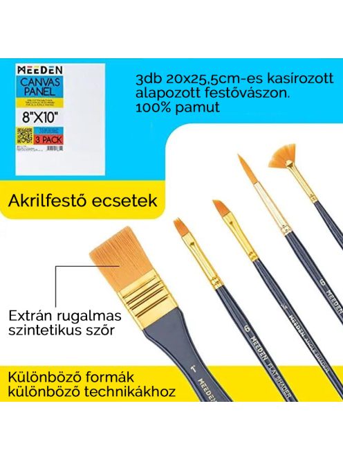 Akrilfestő készlet festőállvánnyal - MEEDEN Kids Acrylic Painting Kit with Wood Table Easel