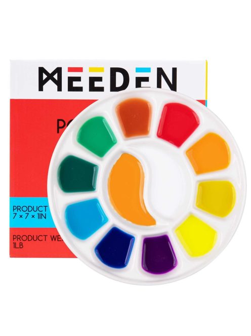 Színkeverő paletta - MEEDEN 12-Well Round Porcelain Palette