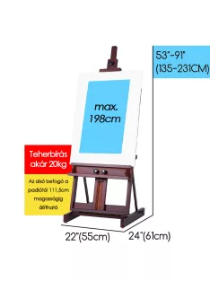   Műtermi festőállvány, nagyméretű, dió - MEEDEN Classic Large H-Frame Studio Easel for Heavy Duty Walnut Color