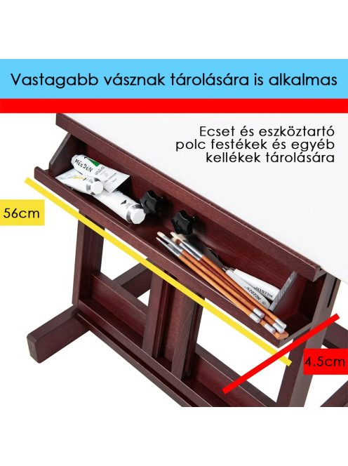 Műtermi festőállvány, nagyméretű, dió - MEEDEN Classic Large H-Frame Studio Easel for Heavy Duty Walnut Color