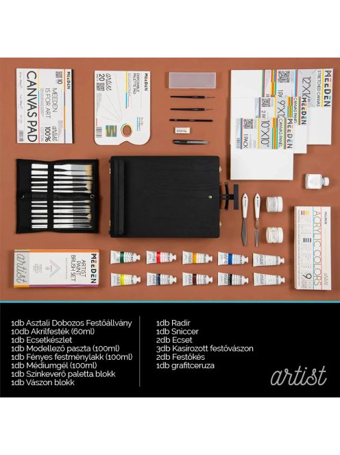 Festőkészlet festőálvánnyal - MEEDEN Artist Acrylic Painting Set with Sketch Easel Box