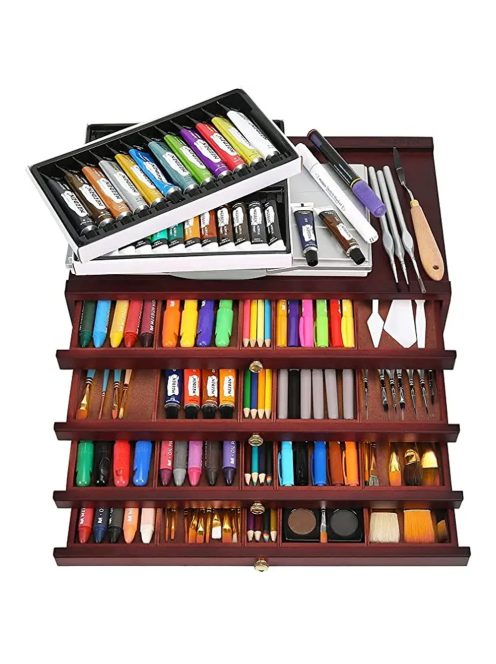 Festődoboz, dió - MEEDEN 4-Drawer Art Supply Storage Box