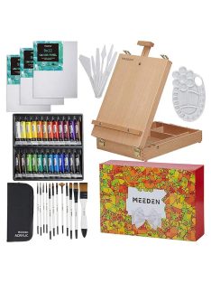   Akrilfesték készlet festőállvánnyal - Meeden Acrylic Painting Set with Wooden Sketch Easel Box