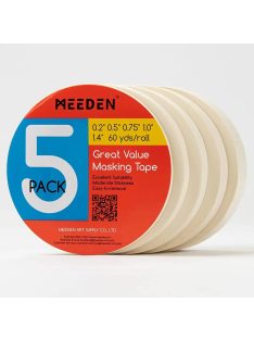   Festőszalag készlet - MEEDEN 5 Pack Artist Tape 0.2",0.5",0.75",1.0",1.4" 180.45FT (55m) Art Tape