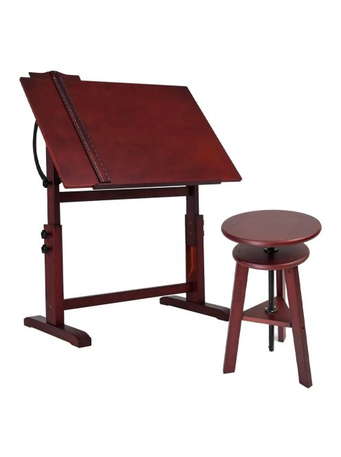 Rajz- és Festőasztal - MEEDEN Vintage Wood Drafting Table, Walnut Color