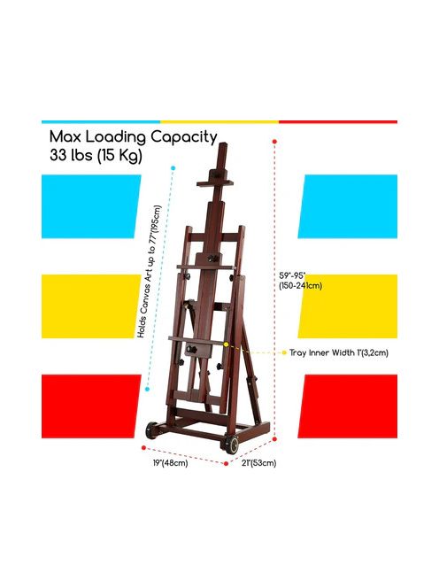 Festőállvány, műtermi, összecsukható, gurítható - MEEDEN Versatile H-Frame Studio Easel