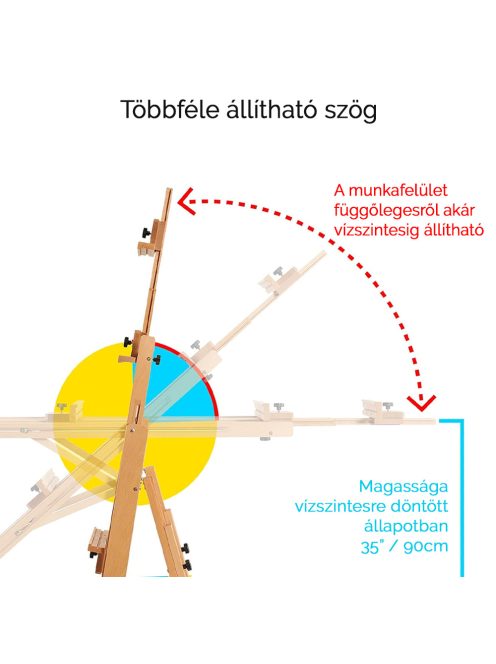 Festőállvány, műtermi, összecsukható, gurítható - MEEDEN Versatile H-Frame Studio Easel Natural