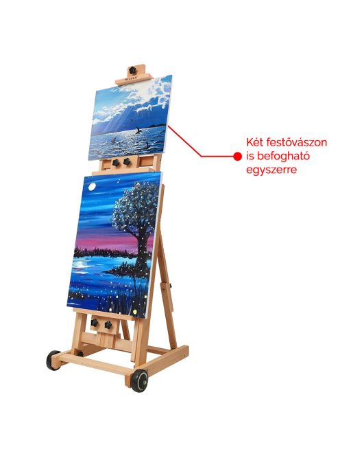 Festőállvány, műtermi, összecsukható, gurítható - MEEDEN Versatile H-Frame Studio Easel Natural