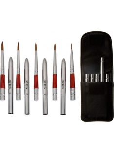  M-ART MEEDEN Akvarell összecsukható ecsetkészlet, bőrtokban - 5 db-os utazó szett