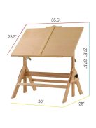 Rajz- és Festőasztal, Natúr - MEEDEN Vintage Wood Drafting Table, Natural