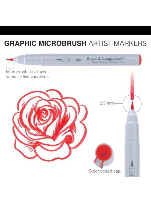 Pigment Marker készlet - Royal & Langnickel Microbrush Artist Markers  - 12 színű készlet