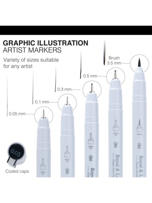 Royal Illusztrációs Pigment Marker készlet - Royal Pigment Markers - 5 db-os készlet