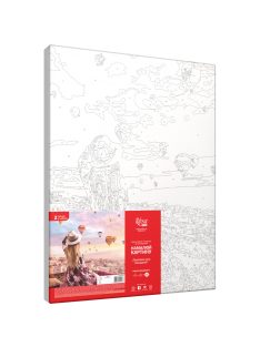 Számozott kifestő készlet vászonra 35x45 cm - Akrilfestékkel, felnőtteknek - Hőlégballonok