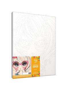 Számozott kifestő készlet vászonra 35x45 cm - Akrilfestékkel, felnőtteknek - Csinos lány