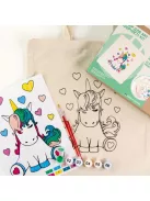 Kifestő készlet vászontáskára 38x42 cm, Számozott - Akrilfestékkel, ecsetekkel, felnőtteknek - Unikornis