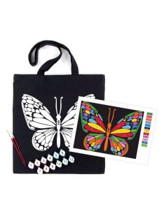 Kifestő készlet vászontáskára 38x42 cm, Számozott - Akrilfestékkel, ecsetekkel, felnőtteknek - Pillangó