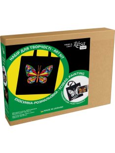 Kifestő készlet vászontáskára 38x42 cm, Számozott - Akrilfestékkel, ecsetekkel, felnőtteknek - Pillangó