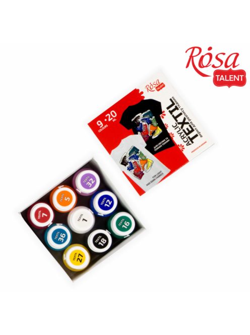 Textilfesték készlet - Rósa Talent STYLE - 9 x 20 ml tégelyes - kartondobozban