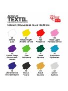 Textilfesték készlet - Rósa Talent HEART - 12 x 20 ml tégelyes - kartondobozban