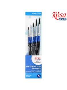 Mókusszőr művészecsetkészlet - Rósa Studio mókusszőr, kerek hegyes ecsetek akvarellhez - 5 db-os