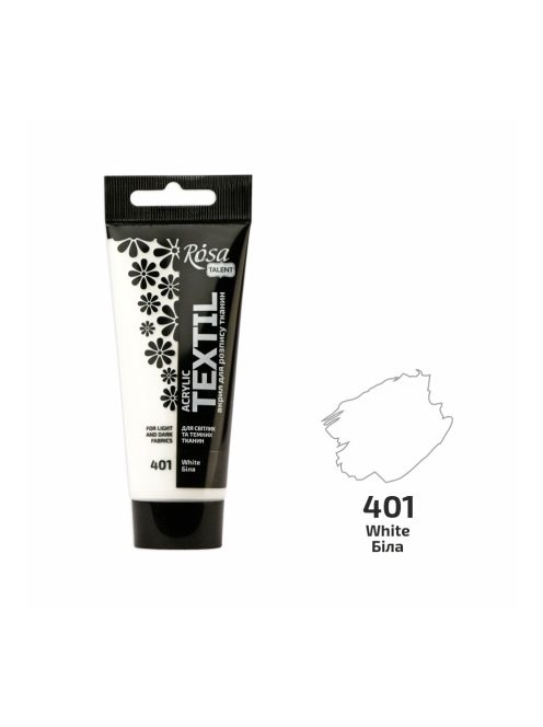 Akrilfesték textilhez, White , 60ml, ROSA Talent (401)