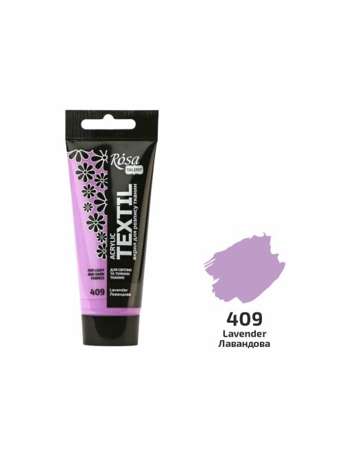 Akrilfesték textilhez, Lavender , 60ml, ROSA Talent (409)