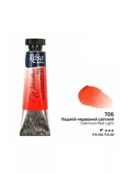 Rósa Gallery akvarell festék - tubus 10 ml - Kadmium világosvörös 706