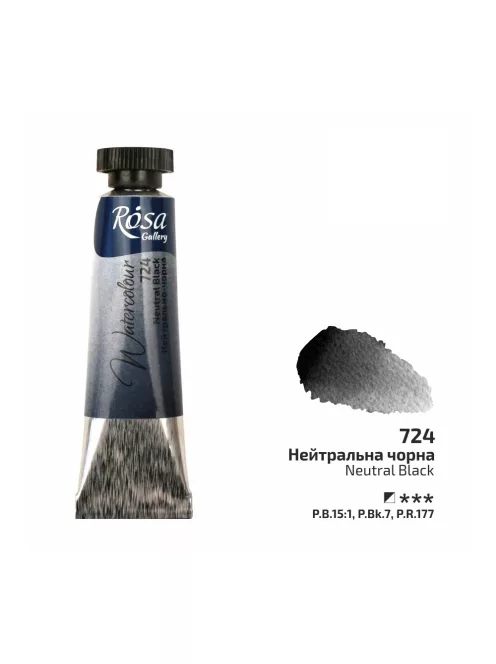 Rósa Gallery akvarell festék - tubus 10 ml - Semleges fekete 724