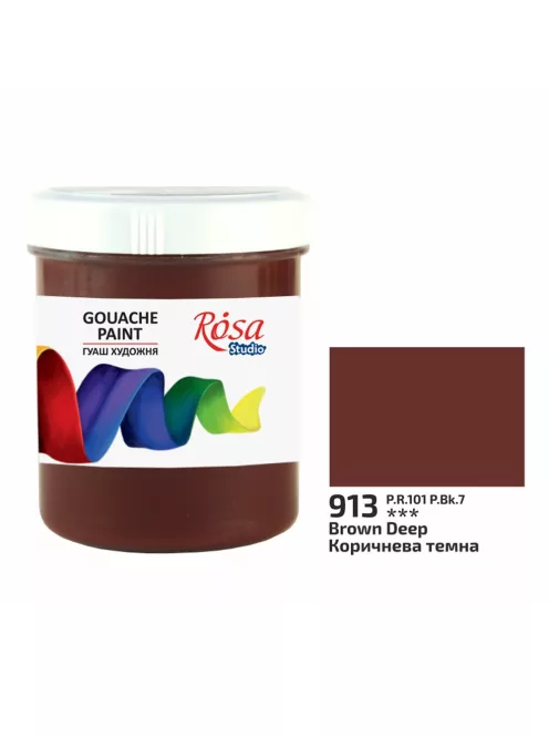 Rósa Gouache Studio színenként - 100 ml tégelyes - Sötétbarna - 913