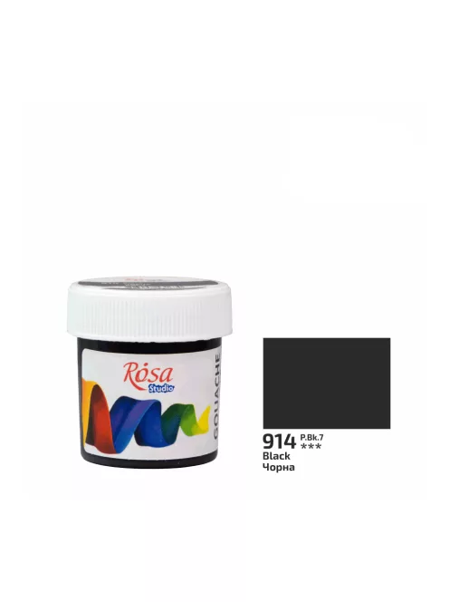 Rósa Gouache Studio színenként - 20 ml tégelyes - Fekete - 914