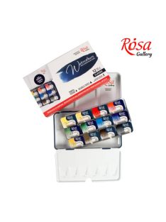   Akvarellfesték készlet, szilkés - Rósa Gallery Classic Indigó - 12 x 2,5 ml - fémdobozos