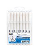 Tűfilc készlet - Marvy UCHIDA Drawing Pen - 8 db-os tűhegyű és ecsetvégű tustoll szett