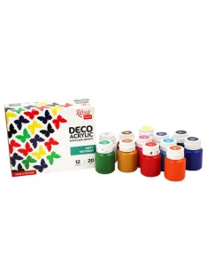 Akrilfesték dekorkészlet, Alapszínek - Rósa Talent - 12 x 20 ml tégelyes - kartondobozban