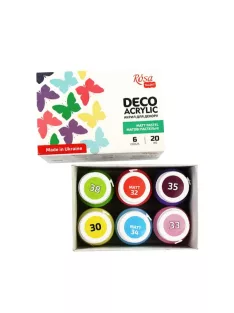 Akrilfesték dekorkészlet, Matt - Rósa Talent Pasztell alapszínek - 6 x 20 ml tégelyes - kartondoboz
