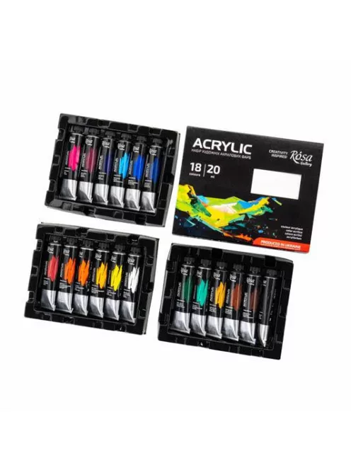 Akrilfesték készlet - Rósa Gallery - 18 x 20 ml tubusos - Bliszter