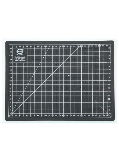 Vágóalátét - öngyógyuló vágólap, centiméteres beosztással, fekete színű - DAFA - A4-es méret, 30x22 cm, 3 mm vastag