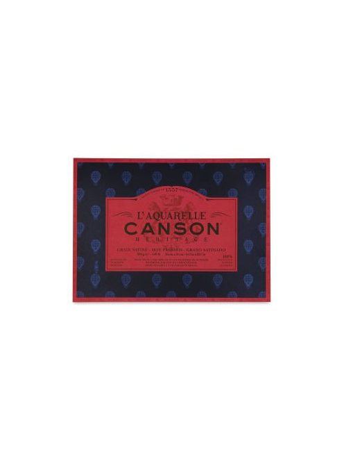 CANSON Héritage merített, akvarelltömb 100 % pamutból, (1 oldalt ragasztott) 12 ív, sima 26 x 36 cm