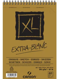 CANSON XL CROQUIS EXTRA BLANC, extra fehér, úspirálkötött, mikroperforált 90g/m2 60 ív A5