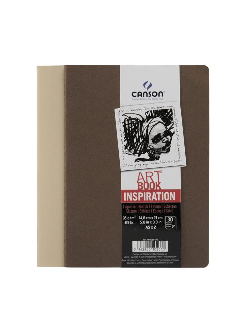 CANSON ArtBooks Inspiration vázlatfüzet, 30 ív,   A5 borító: dohány/osztriga