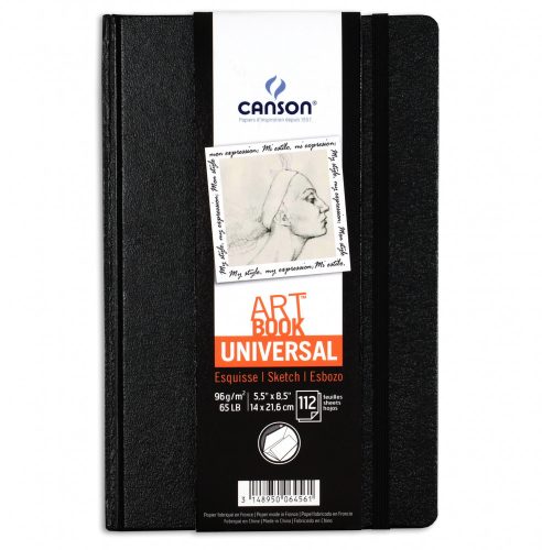 CANSON ArtBooks UNIVERSAL, vázlatkönyv,  rögzítő gumipánt, belső tasak 96g 112 ív 14 x 21,6