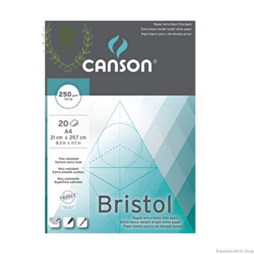 CANSON Illustration Bristol, fehér síma rajztömb ilusztrációhoz, rövid oldalán ragasztott 250gr 20 í
