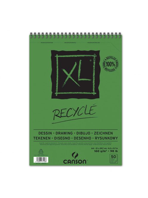 CANSON XL RECYCLE,  rajztömb, röv.old. spirálkötött, mikroperforált 160g/m2 50 ív A4
