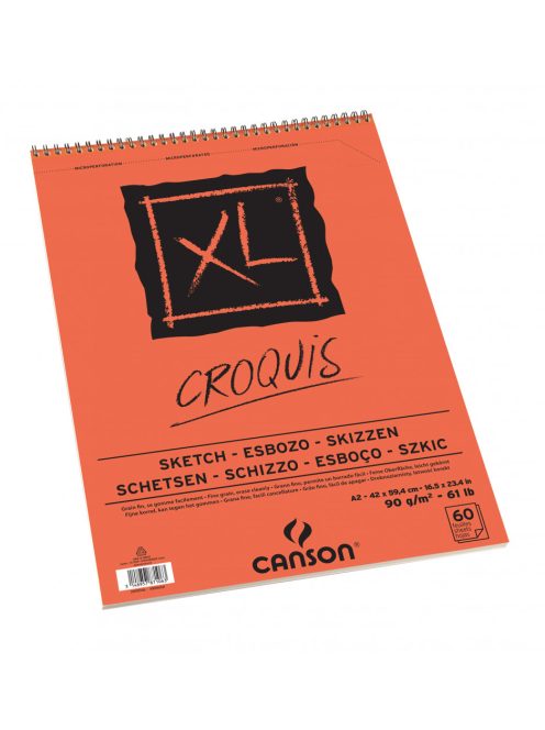 CANSON XL CROQUIS  , csontfehér skiccpapír-tömb spirálkötött, mikroperforált 90g/m2 60 ív A2